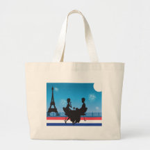 Paris Background Canvas Bags