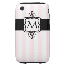 Paris Chic Pink Stripe Initial iPhone 3 Case-Mates