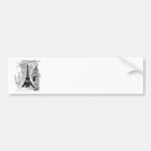 Paris Eiffel Tower French Scene Collage Bumper Stickers