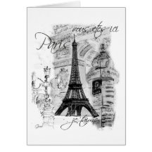Paris Eiffel Tower French Scene Collage Cards