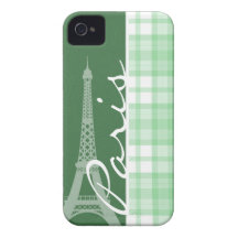 Paris; Light Green Plaid iPhone 4 Cover