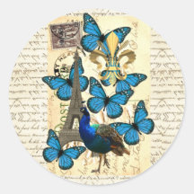Paris, peacock and butterflies stickers