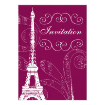 Parisian pink damask  wedding invitation