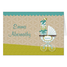 Park Stroll Boy Baby Shower Thank You Notes Card