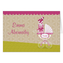 Park Stroll Girl Baby Shower Thank You Notes Greeting Card