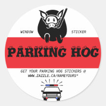 PARKING HOG ROUND STICKER