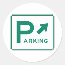 Parking Street Sign Round Sticker