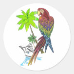Parrot Tropical Cruise Round Stickers