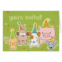 party animals -- you’re invited! greeting card