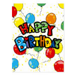 Party balloons happy birthday postcards