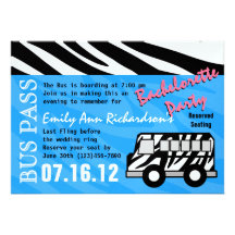 Party Bus Bachelorette Party Bash Custom Invites