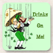 Party Drink Coaster Leprechaun Toadstool Reminds