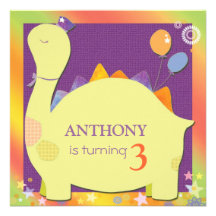 Party Hat Dinosaur Cute Kid's Birthday Party Custom Invite