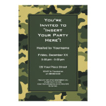 Party Invitation: Green Military Camouflage