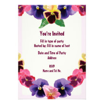 Party Invitation - Pansies Design