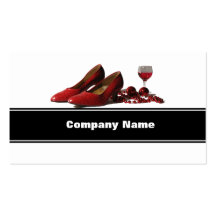 Party Planner Red Shoes and Wine Business Card Templates