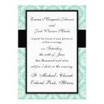 pastel aqua and cream fleur elegant damask personalized announcements