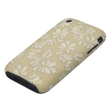 pastel cream leaf swirl damask iPhone 3 tough case
