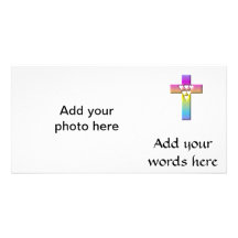 Pastel Cross with Hearts 1 Picture Card