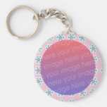 pastel flower icons photo frame key chain