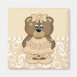 Pastel Gold Ballerina Bear Fridge Magnets