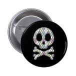 Pastel Harlequin Skull Button