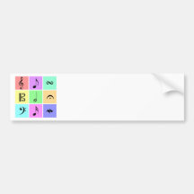 pastel music symbols bumper stickers