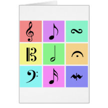 pastel music symbols greeting cards