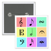 pastel music symbols pinback button