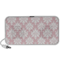 pastel muted pink and white cream damask design travel speaker