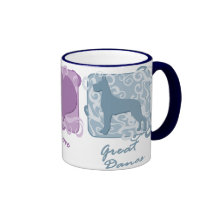 Pastel Peace, Love, and Great Danes Coffee Mugs