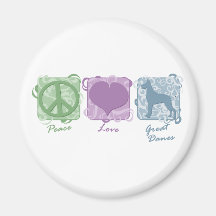 Pastel Peace, Love, and Great Danes Fridge Magnets