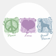 Pastel Peace, Love, and Great Danes Sticker