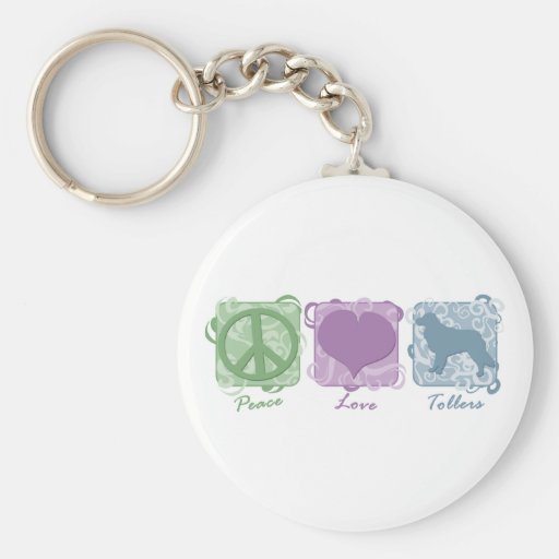 Pastel Peace, Love, and Tollers Keychain