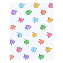 Pastel Pig Pattern Post Cards