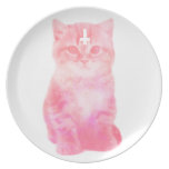 Pastel Pink Cat Plate