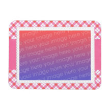 Pastel Pink Plaid Photo Frame Magnets
