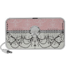 pastel pink swirl damask chic iPhone speaker