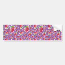 Pastel Red Purple Strawberry Pattern Bumper Stickers