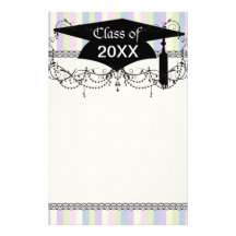 pastel stripes grad graduation customised stationery