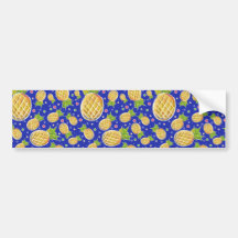 Pastel Yellow Blue Pineapple Pattern Bumper Sticker