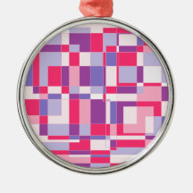 Pastle pinks and purple square design. christmas tree ornament