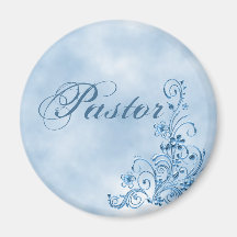 Pastor Round Magnet: Sky Blue Elegance