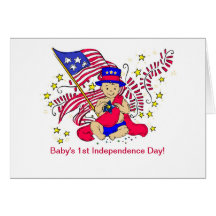 Patriotic Baby Portrait Independence Day Greeting Cards