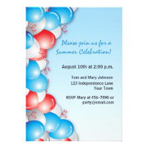 Patriotic Balloons Custom Invite