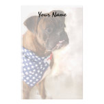 Patriotic boxer dog stationary stationery