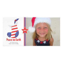 Patriotic Christmas Stocking Holiday Card Picture Card