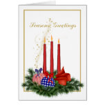 Patriotic Christmas with Candles Greeting Card