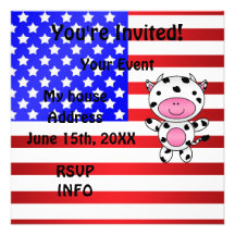 Patriotic cow custom announcements