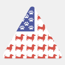 Patriotic Dachshund Doxie Triangle Sticker